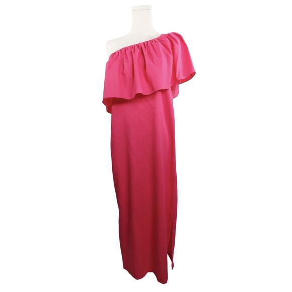 Tuckernuck Pomander Place Florencia One Shoulder Pink Maxi Dress Ruffle XS NWOT - Picture 6 of 12